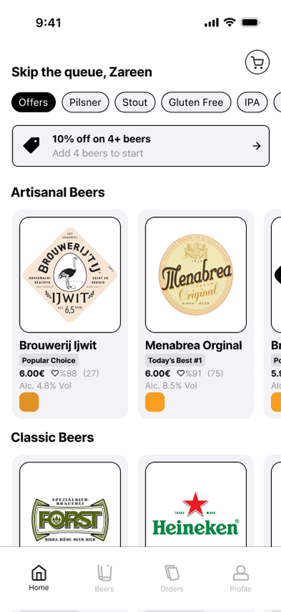 Categorized Menu high-fi