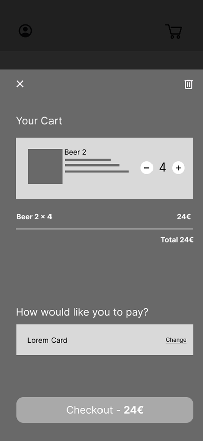 Editable Cart low-fi wireframe